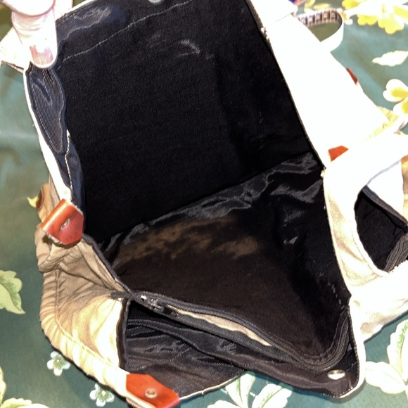 Vintage quilted book bag • monogrammed • leather • pockets• patchwork - Picture 8 of 8